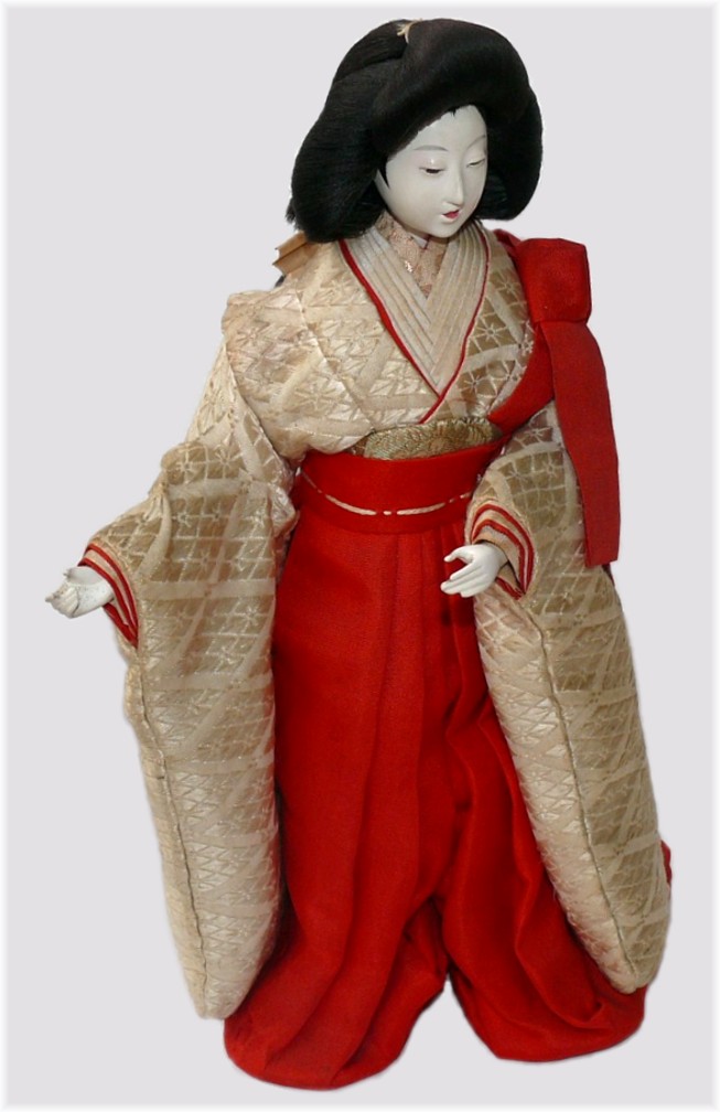 japanese antique doll of a lady-in-waiting, Meiji era. The Black Samurai Online Store