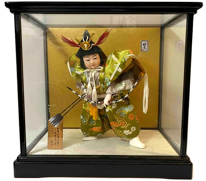 Japanese vintage  Samurai doll  with bow and arrows in his hands
