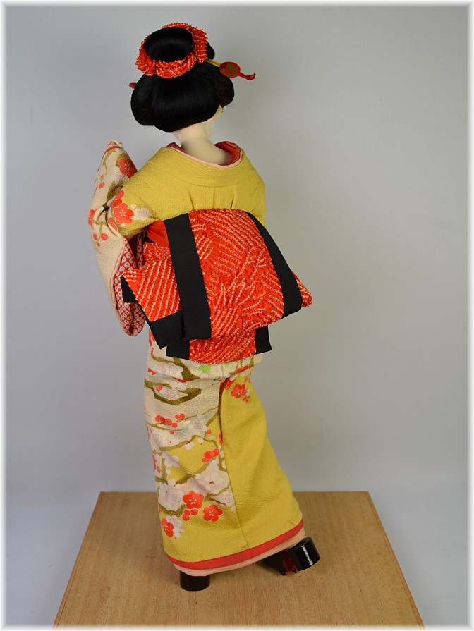 japanese art:  traditional silk faced doll, antique
