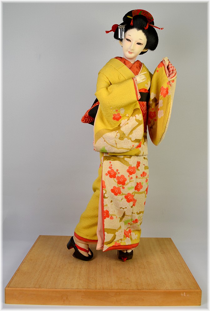 japanese traditional large silk faced doll, antique, collectible