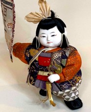 Japanese kimekomi Samurai Doll, 1930-50's