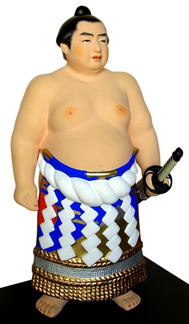 Japanese figure of a Sumo wrestler, Hakata clay