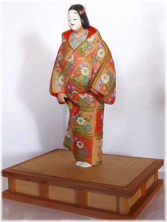 Japanese Hakata doll of Noh Theatre Actor on stage