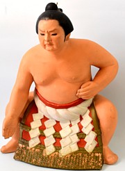 japanese hakata doll of a sumo wrestler, 1950's