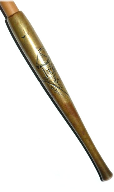 kenka-kiseru or Japanese smoking pipe and a weapon, detail of engraving