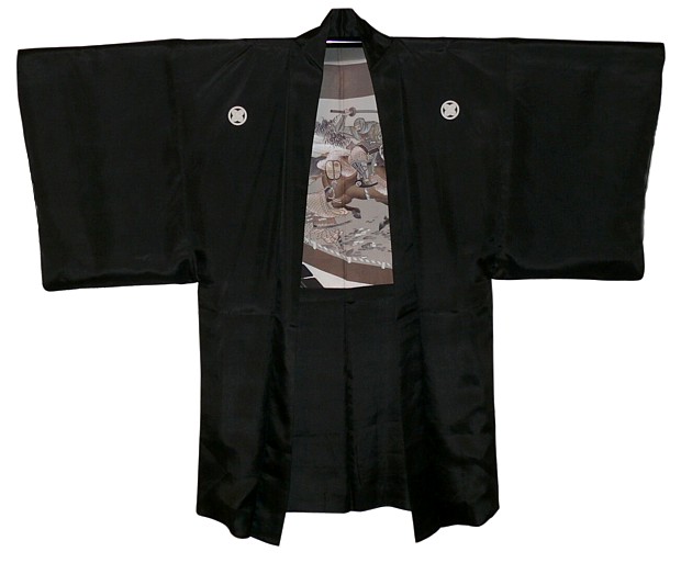 japanese antique silk man's kimono jacket haori