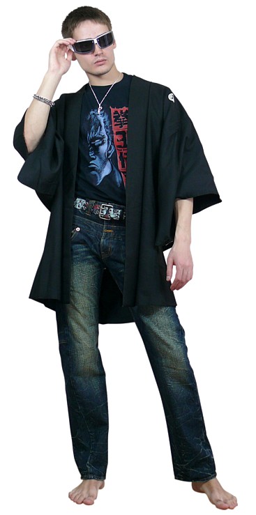 japanese traditional clothes: silk black kimono jacket