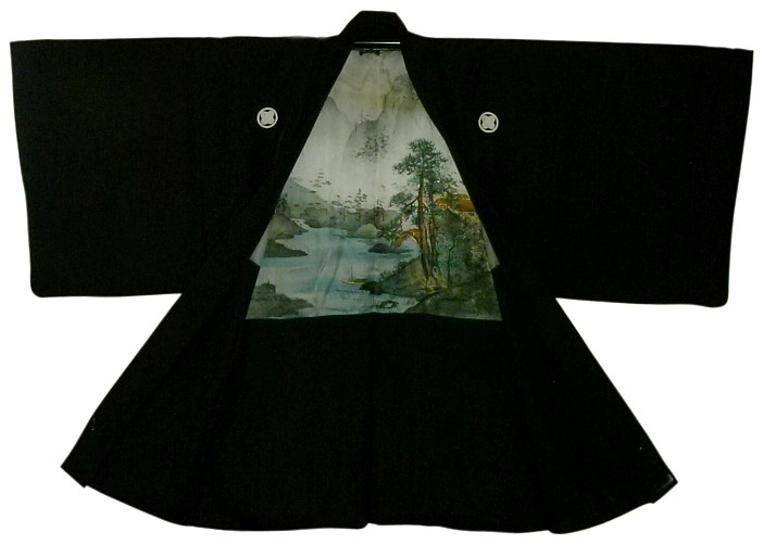 haori jacket with landscape on lining