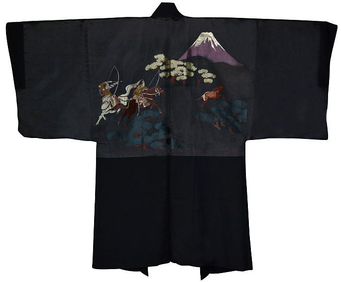 japanese traditional clothes: silk haori jacket,  antique