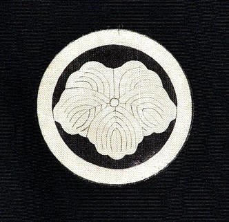 samurai family mon or crest on silk haori