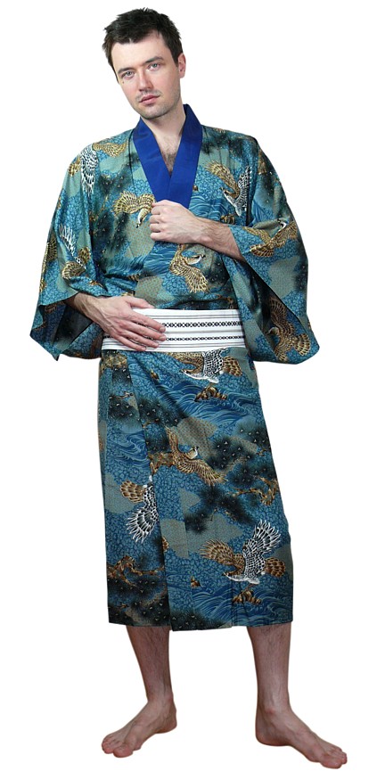 japanese man's traditional silk kimono, vintage