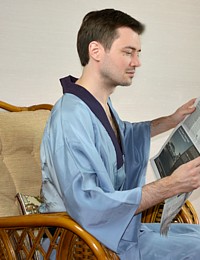 japanese man's traditional garment: silk  kimono, vintage