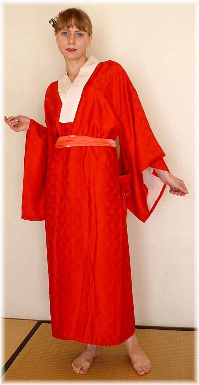 japanese woman's traditional silk under kimono - juban, 1930's
