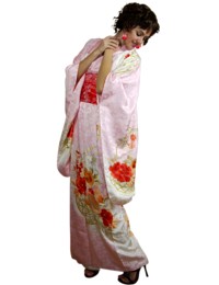 Japanese woman's  silk embroidered kimonoi, 1950's