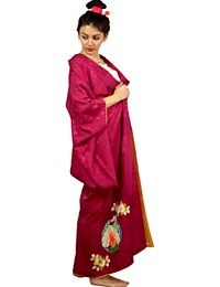 japaneselady silk traditional kimono with hand painting
