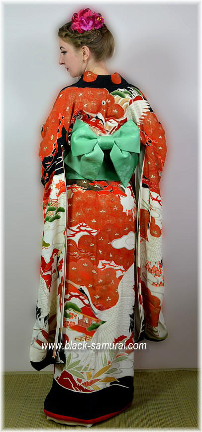 japanese woman's antique silk hand painted kimono, 1920's
