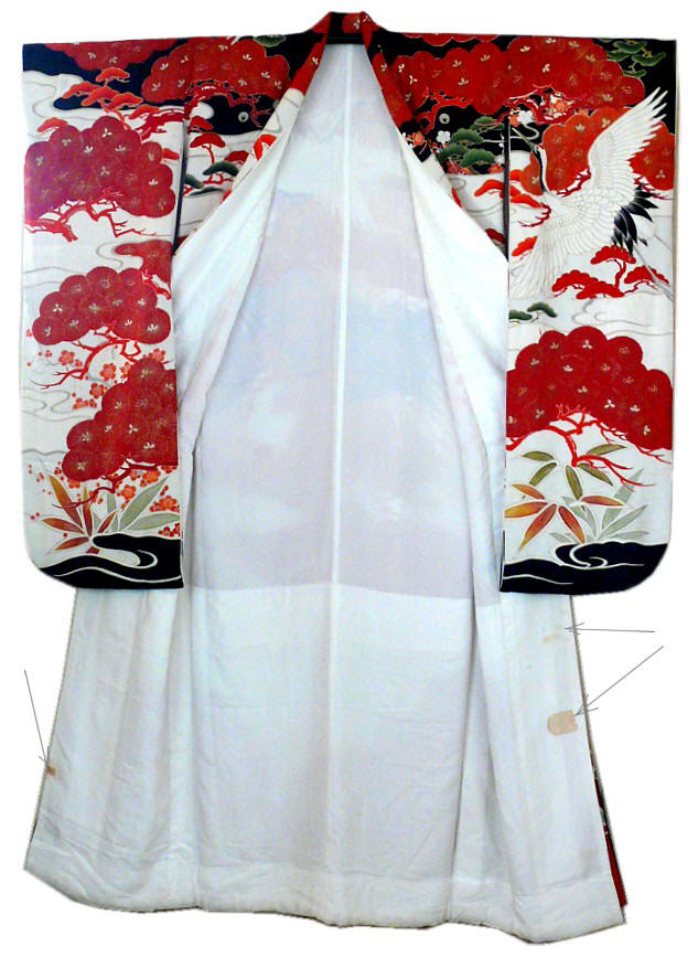 japanese lady's traditional silk hand painted  kimono, antique
