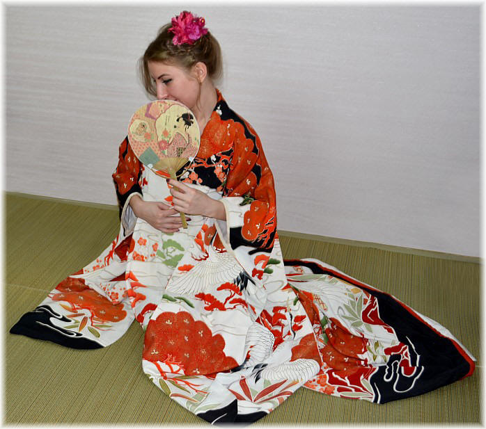 japanese woman's antique silk hand painted kimono