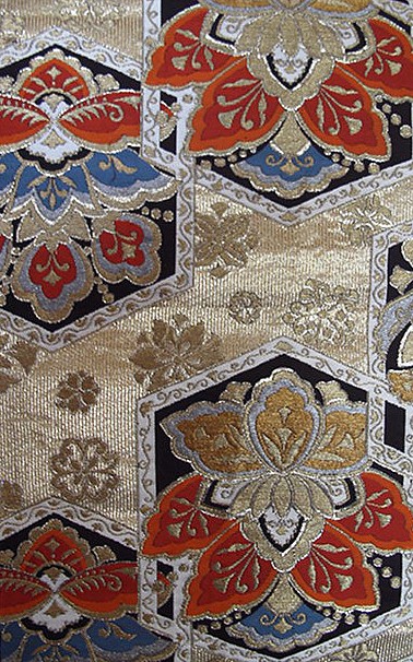 japanese traditional obi belt: detail of fabric pattern