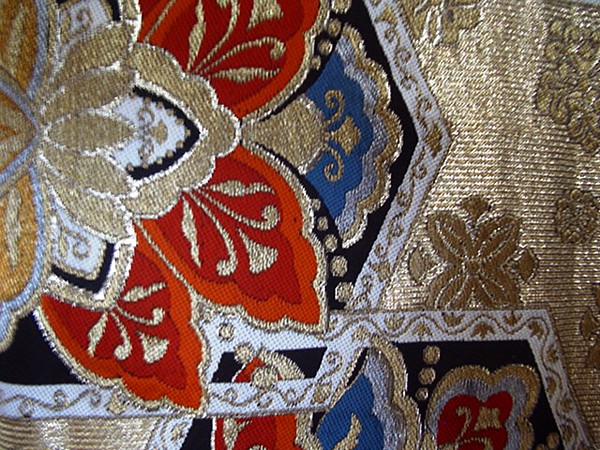 japanese traditional obi belt: detail of fabric pattern