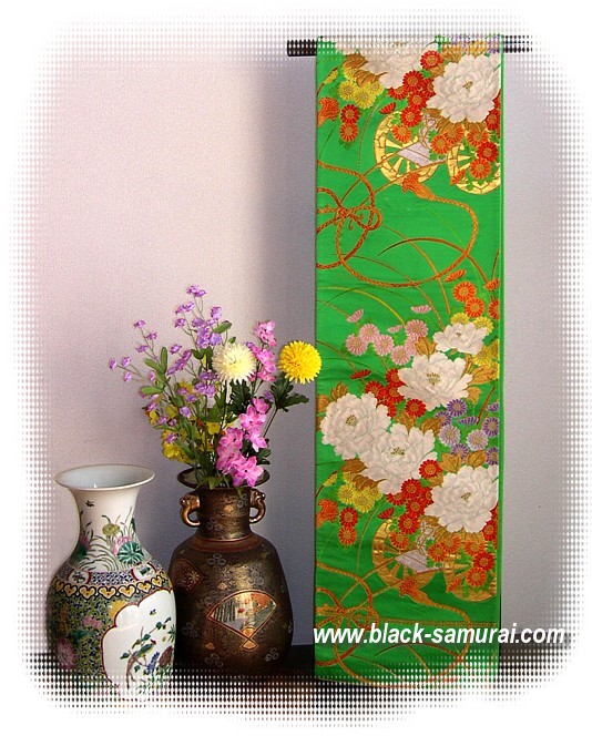Japanese traditional silk brocaded obi belt