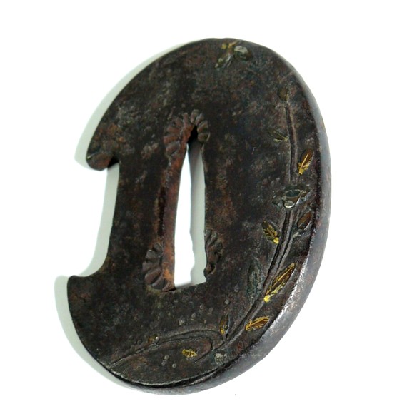 антикварная цуба (гарда) японского ножа танто, эпоха Эдо