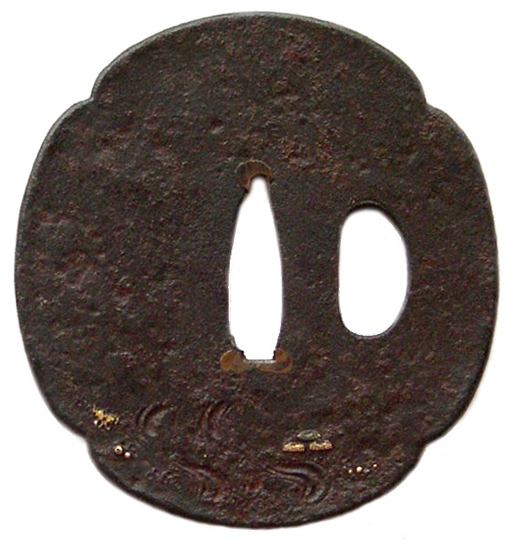 кованная цуба японского меча катана, эпоха Эдо